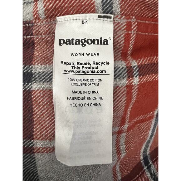Patagonia Organic Cotton Plaid Soft Flannel Button Up Shirt Men XL Pumpkin - Picture 14 of 16